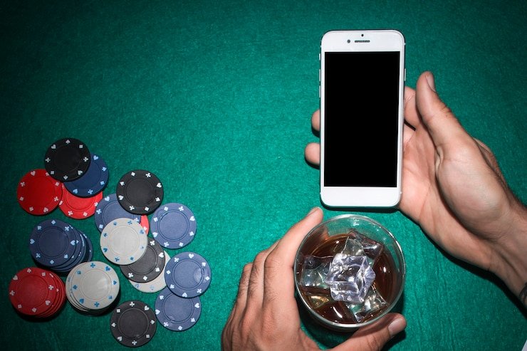 prediksi77 slot live-dealer blackjack table on mobile phone screen